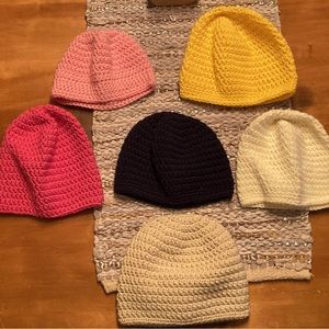 Handmade gorgeous warm and stylish knit hats in small, medium and small.